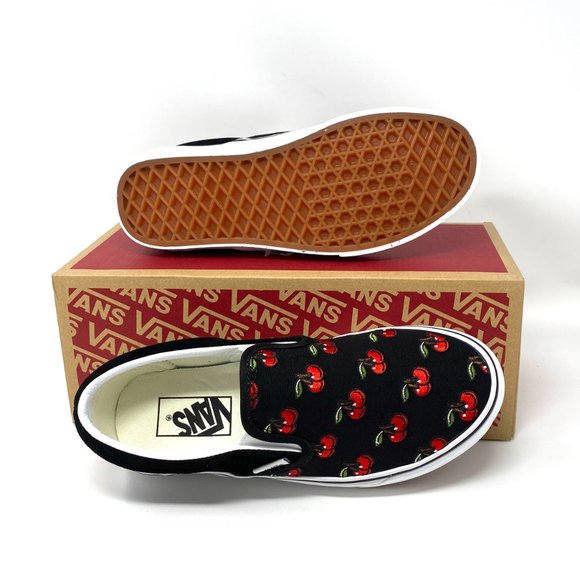 Vans Classic Men's Slip On Shoes Cherries Canvas Black Low Sneakers VN0A4U38L6M - Picture 3 of 10